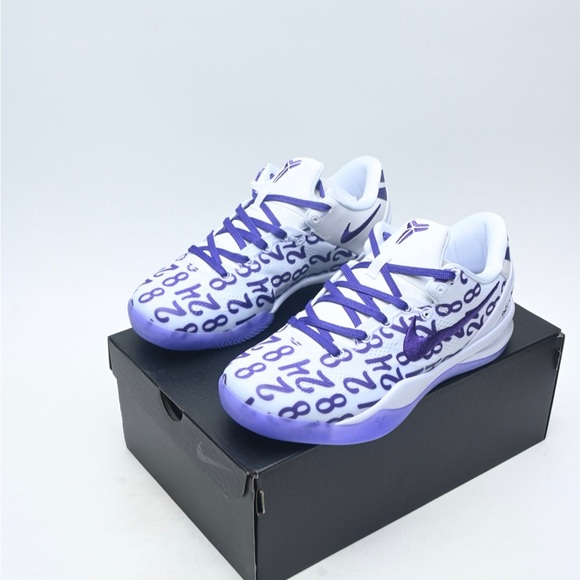 Nike Other - Nike Kobe VIII Protro White Purple Number-Print Athletic Shoes
